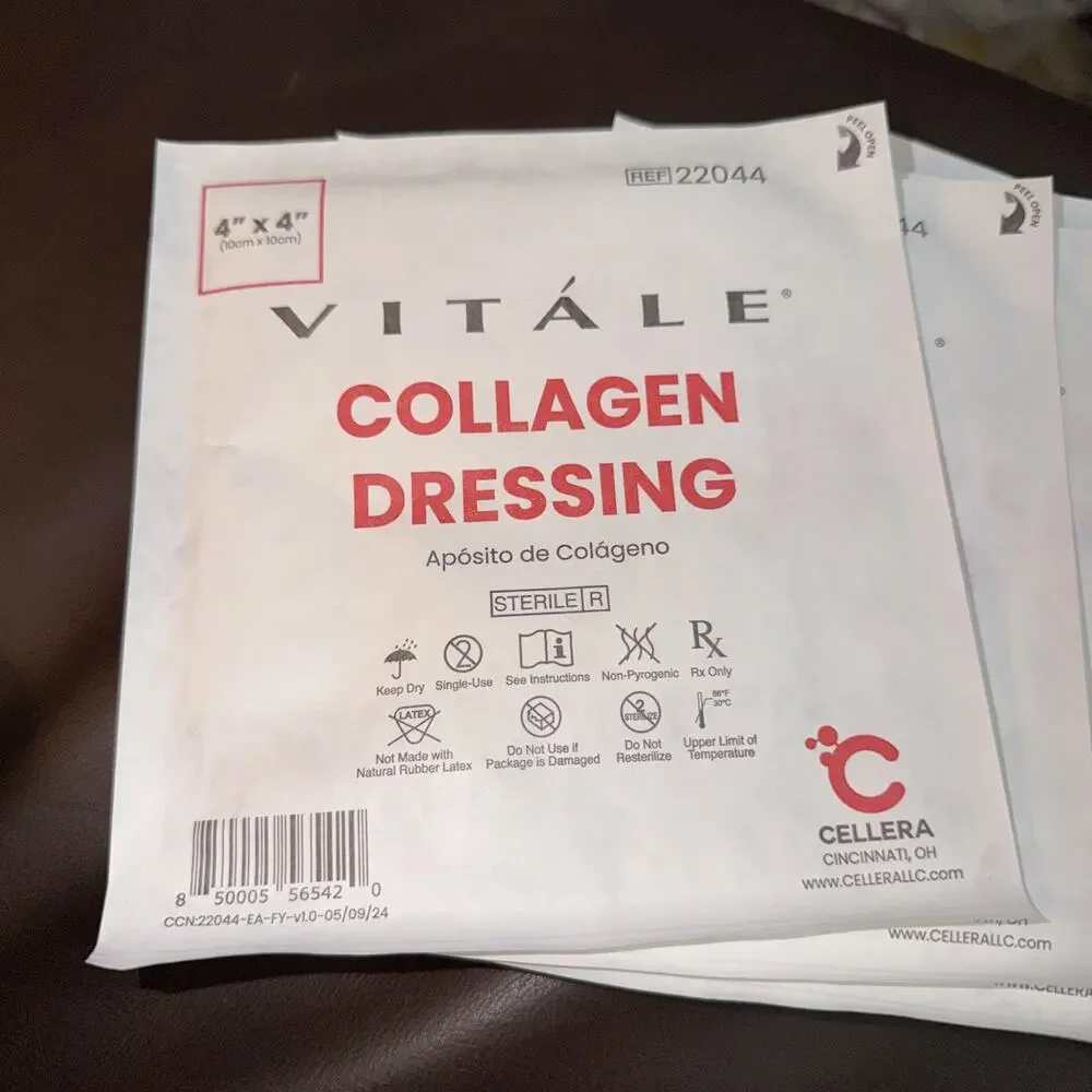 10 Vitale 4x4 inches Collagen Dressings Individual Packages Exp 6 5 2029 Sterile